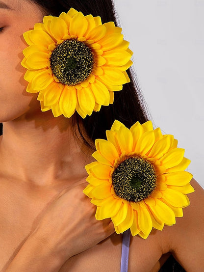 - Women's Drop Oversized Statement Flower Floral Earrings