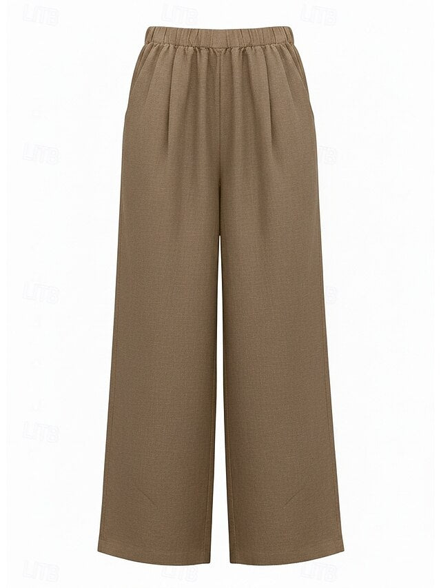 70% Linen Women's Linen Pants Culottes Wide Leg Wide Leg