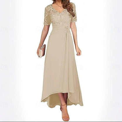 Bride Neck Dress Simple Mother Elegant V A-Line of the