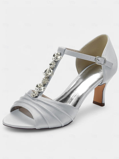 Detail Bridal White – with Crystal Open-Toe Satin Heels