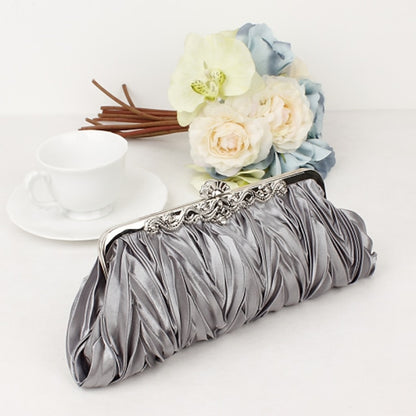 Pleated White Satin Women's Elegant Clutch Evening –