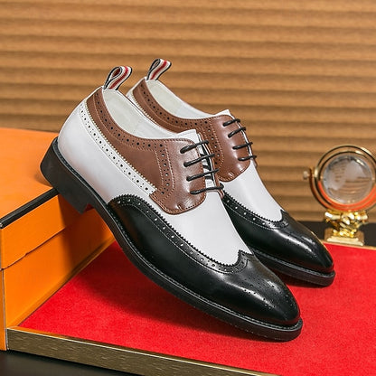 and Men's White Oxford Wingtip Shoes with Brown