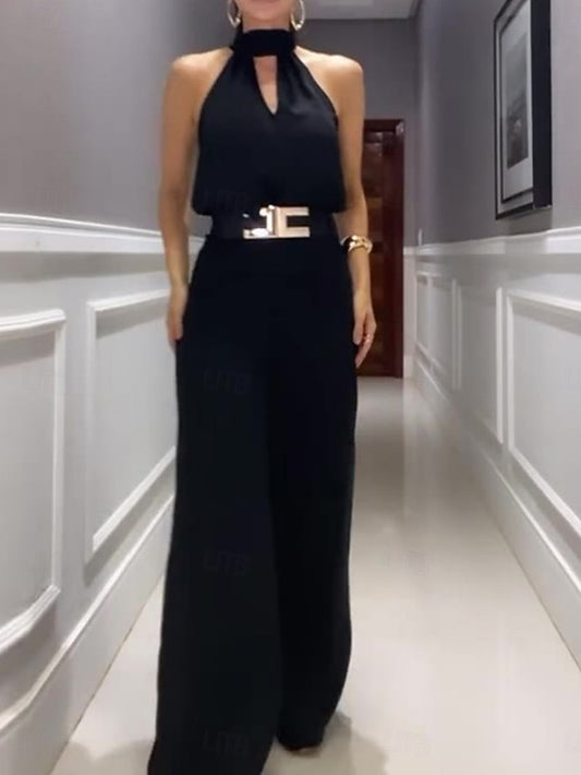 Women's Tank Top Vest Wide Leg Pants Sleeveless Halter Neck