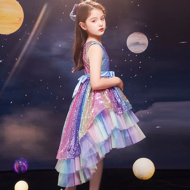 Sleeveless Dress Sequin Kids Wedding Party colour Girls'
