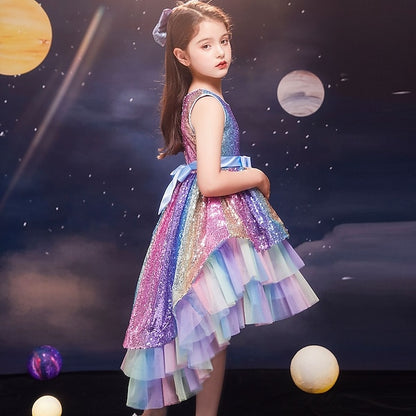 Sleeveless Dress Sequin Kids Wedding Party colour Girls'