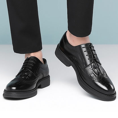 Brown Leather Shoes Oxford Men's Crocodile - Brogue