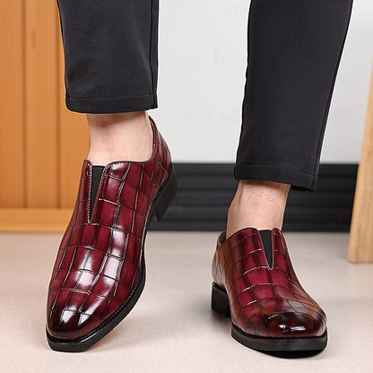 Burgundy Men's Shoes Slip-On Crocodile – Pattern