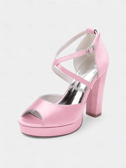 with Women's Sandals Heel High Toe Platform Satin Peep and