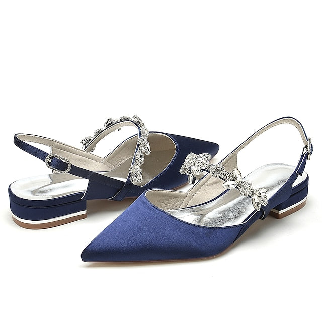 Heel Crystal Shoes Flat Women's Wedding Bridal
