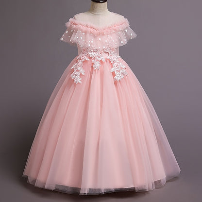 Girl Solid Party Kids Girls' Flower Dress Color