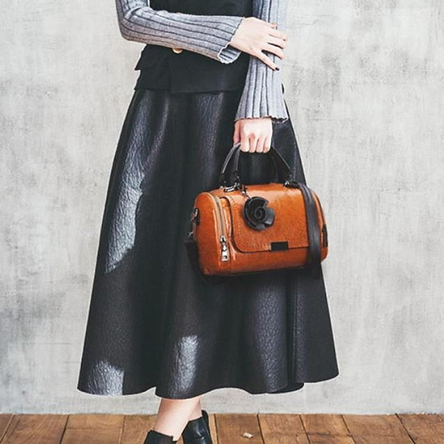 Handbag Vintage-Style Faux Leather Floral Women's with