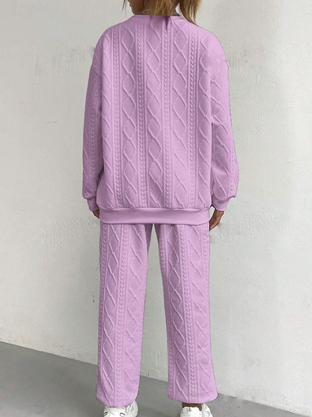 Women's Sweatshirt Trousers Chinos Long Sleeve Round Neck
