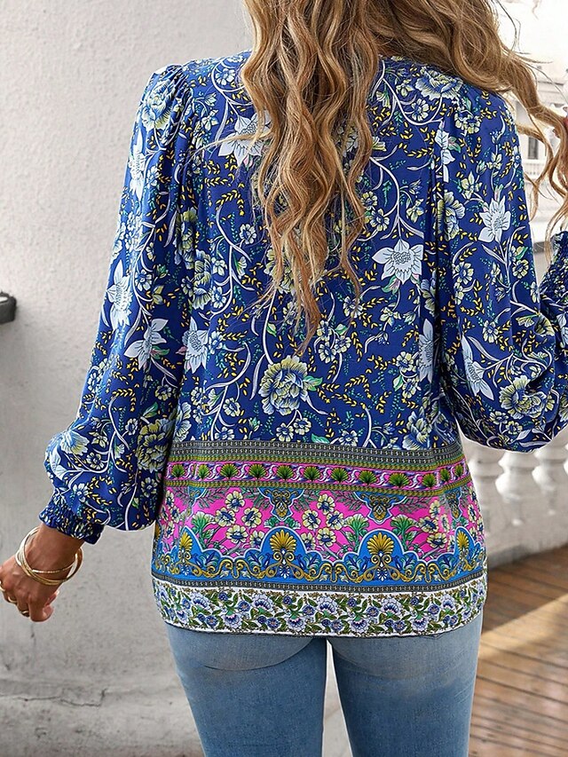 Women's Shirt Boho Shirt Summer Tops Print Flower Daily