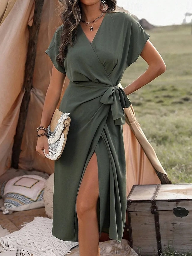 Women's Midi Dress Casual Dress Wrap Dress A Line Dress