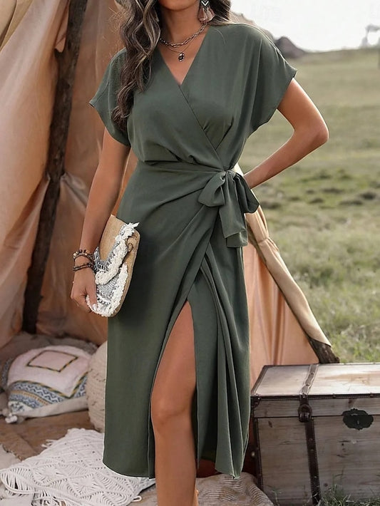 Women's Midi Dress Casual Dress Wrap Dress A Line Dress
