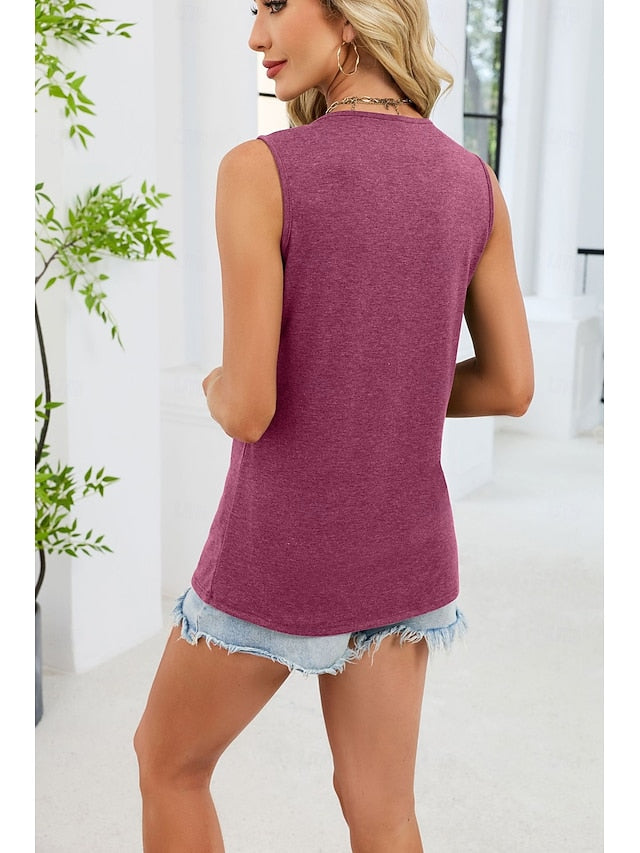 Women's Tank Top Plain Cozy Sleeveless V Neck Long Tops