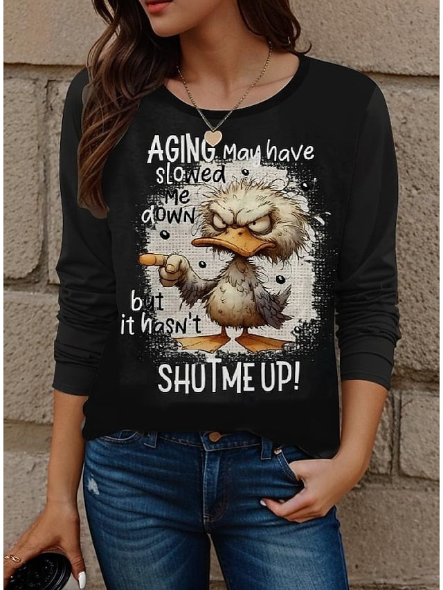 Women's T Shirt Letter Casual  Regular Tops Daily Print