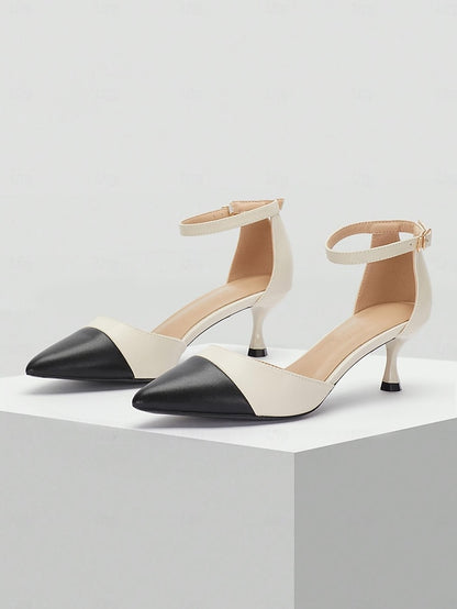 Heel Stylish Kitten Two-Tone Women's Toe Pointed Ankle