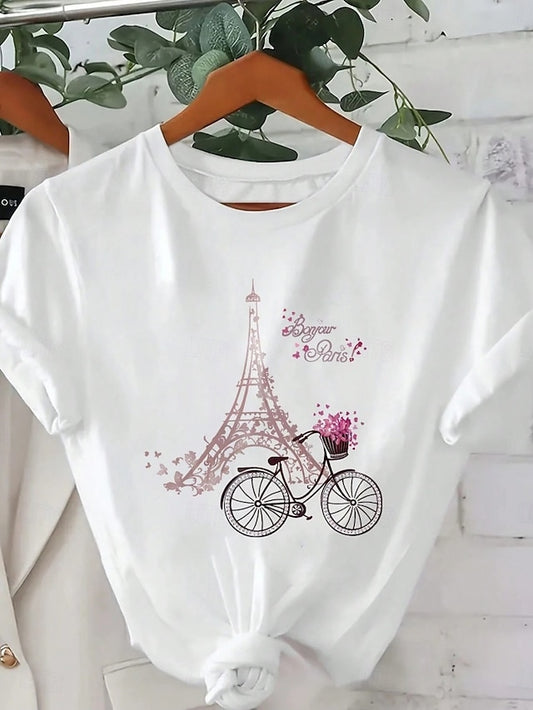 Women's 100% Cotton T Shirt Casual Regular Tops Short