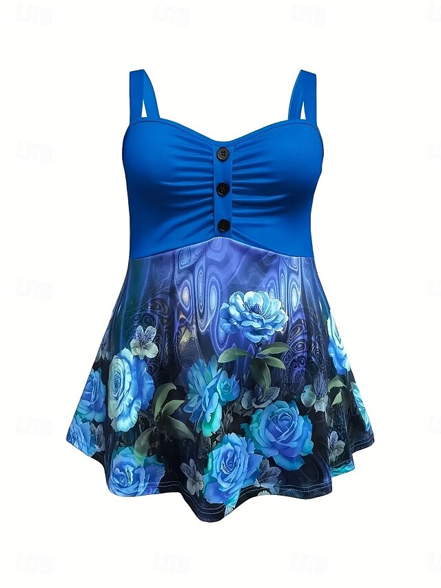 Women's T Shirt Tee Top Buttons Print Floral Fashion