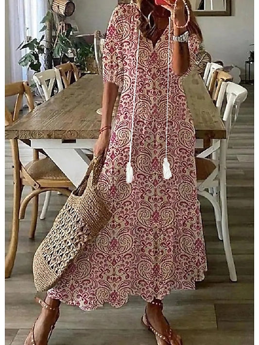 Women's Long Dress Maxi Dress Boho Dress Print Dress Peplum