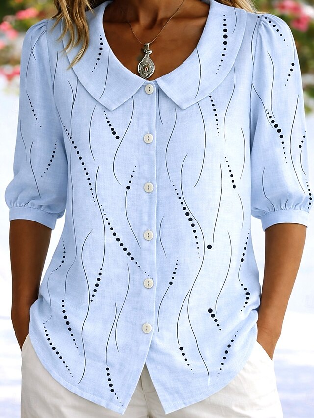 Women's Shirt Geometric Elegant Bohemia Vacation Lapel