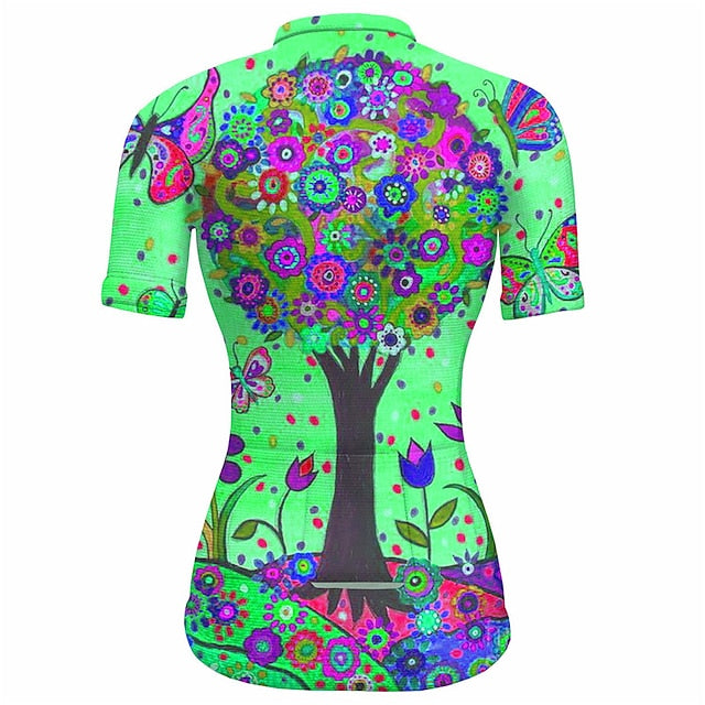 Women's Cycling Jersey Graphic Plants Short Sleeve Bike