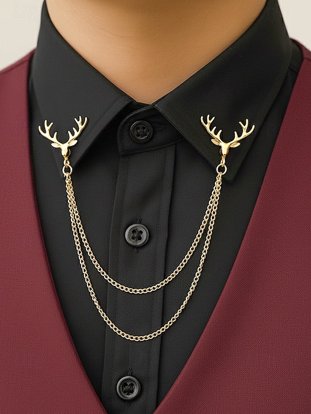 Elegant Pins Reindeer – Men's Alloy Christmas Collar