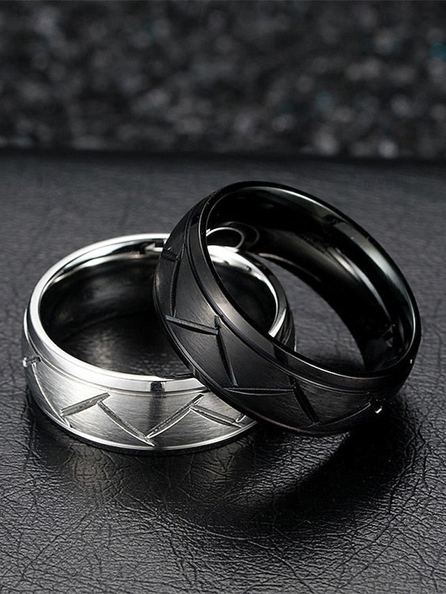 Stainless – Pattern Rings Modern Steel Men's Geometric