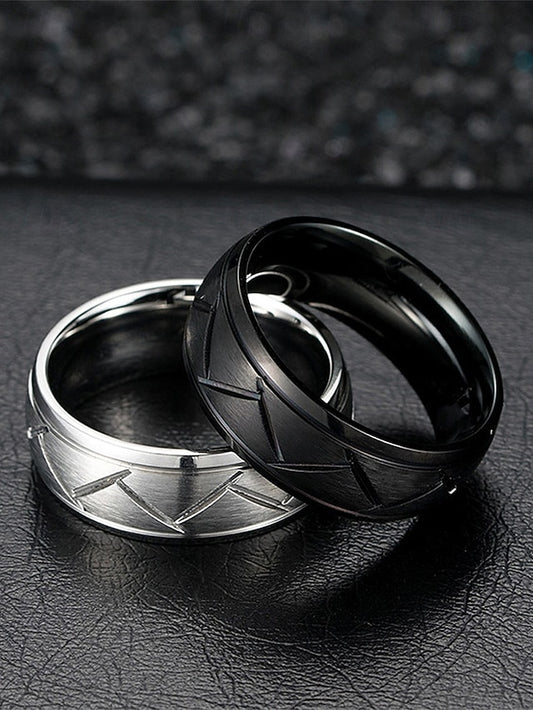 Stainless – Pattern Rings Modern Steel Men's Geometric