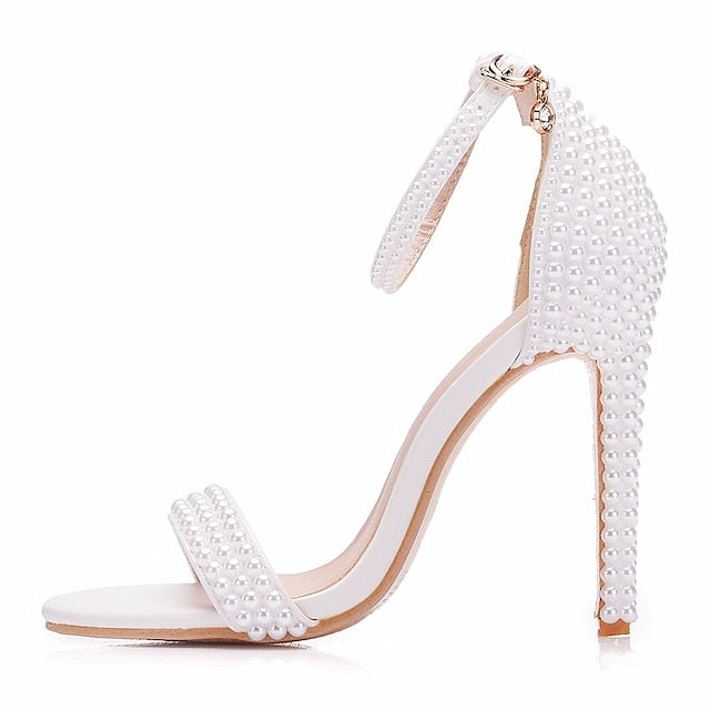 High Elegant Heel Women's Shoes Pearl-Embellished Wedding