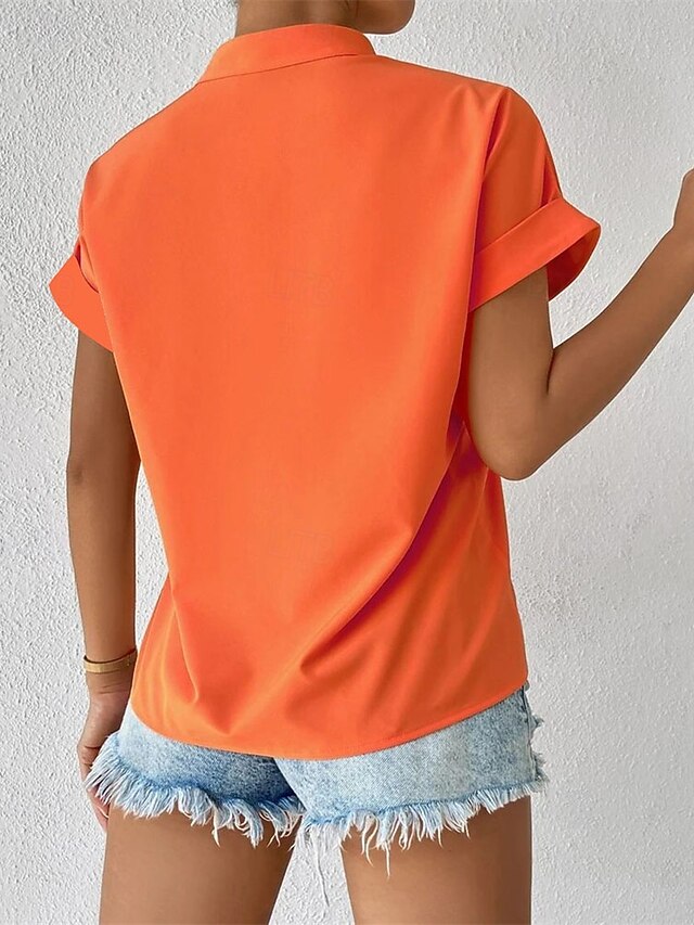Women's Blouse Dressy Tops Ruched Buttons Draped Solid