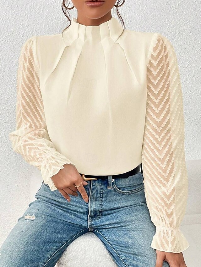 Women's Shirt Blouse Patchwork Plain Modern Casual Long
