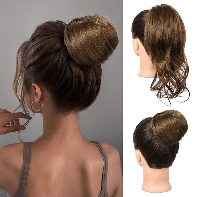 Messy Hair Bun Top Knot Clip in Bun Fake Hair Bun Ponytail