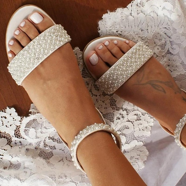 Elegant Rhinestone - Sandals Women's Bridal Wedding Ivory