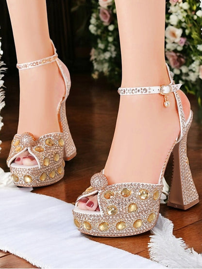 Women's Platform Crystal-Embellished with Sandals Glamorous