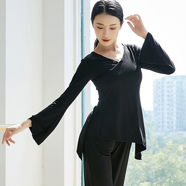 Breathable Ballet Top Split Ruching Solid Women's Training