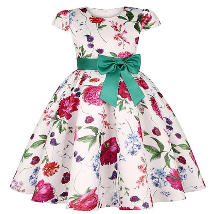 Dress Short Sleeve Flower Kids Girls' Party Floral
