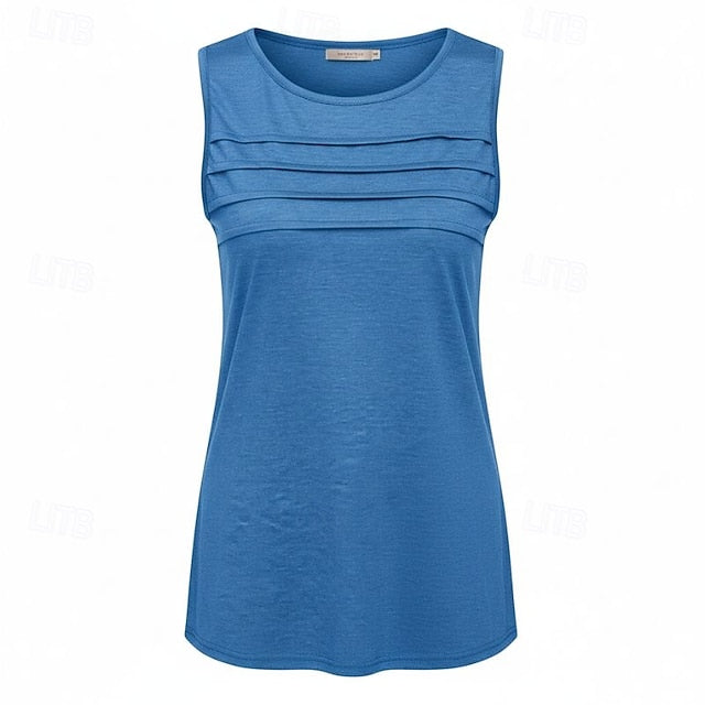 Multi Packs 3pcs Female Round Neck Sleeveless black+white+green