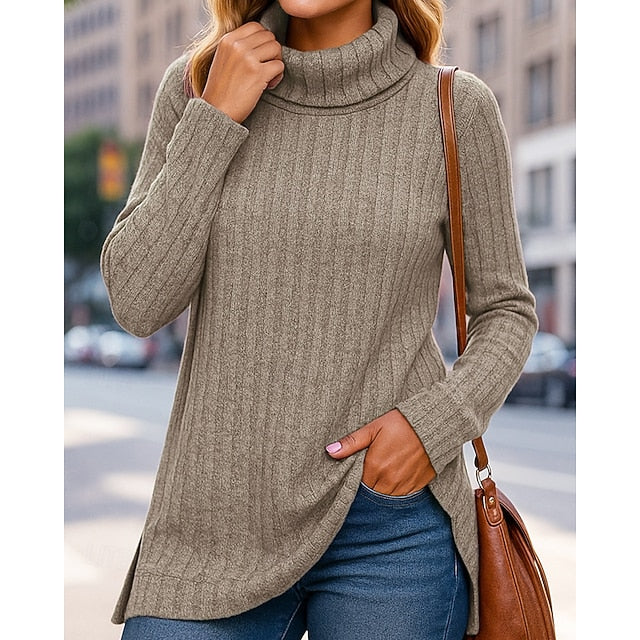 Fall Sleeve Women's Athleisure Top Turtleneck Sweater Long