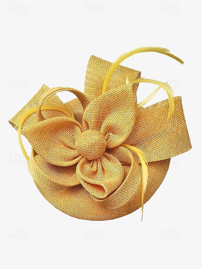 Women's Hat and Bow Accents Green with Feather Fascinator