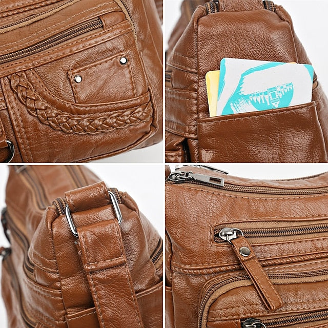 Multiple Crossbody with Vintage Leather Women's Faux Bag