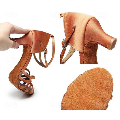 Shoes Satin Design Strappy Women's and Dance with Latin