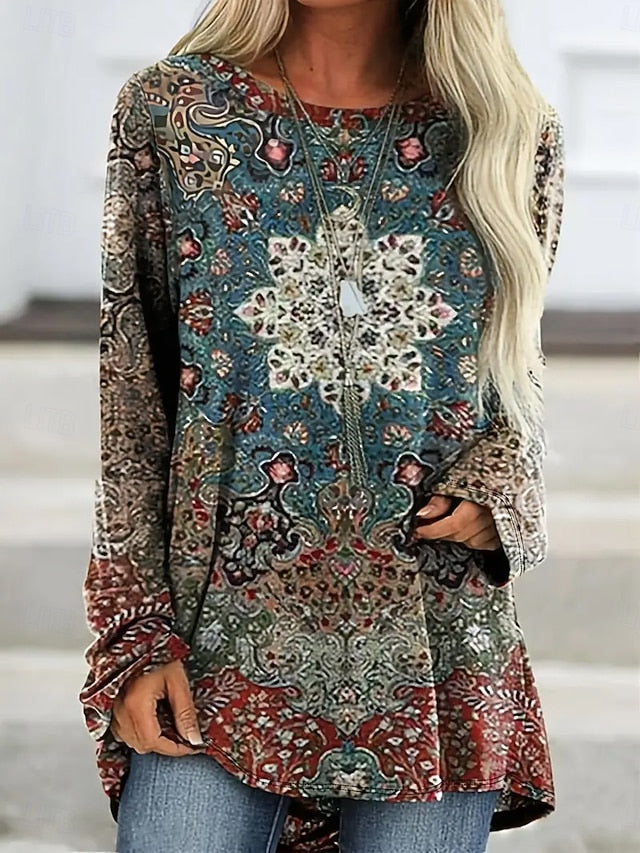 Women's T Shirt Print Graphic Tribal Vintage Stylish