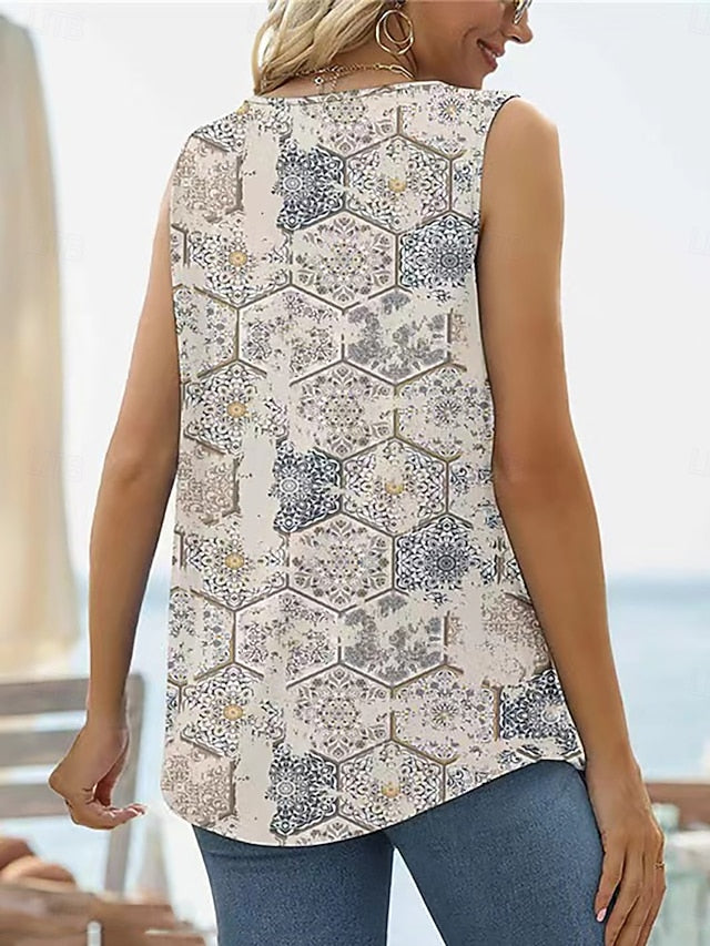 Women's T Shirt Tee Top Ruched Patchwork Print Floral