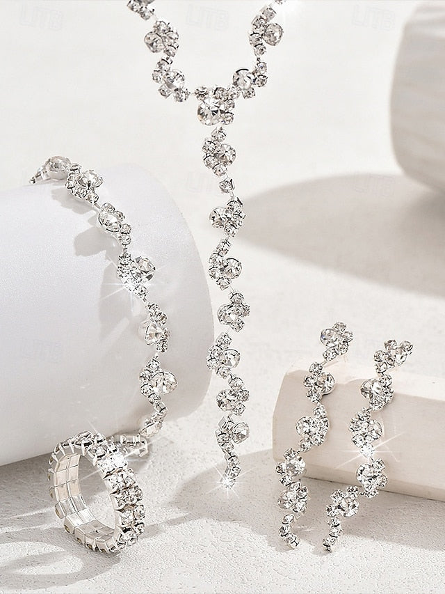 Jewelry Rhinestone Gold Set Necklace – Elegant