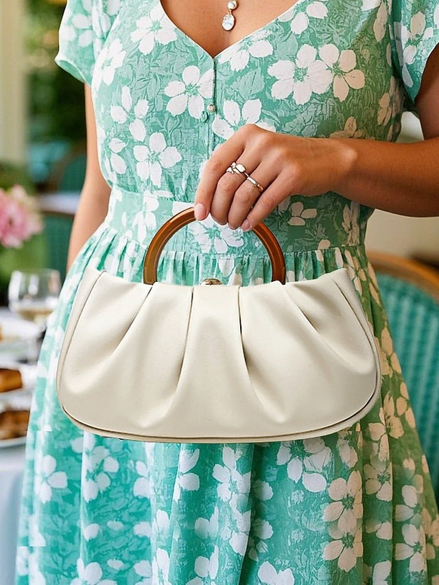 Leather Pleated with Faux Acrylic Women's Bag Tote Clutch