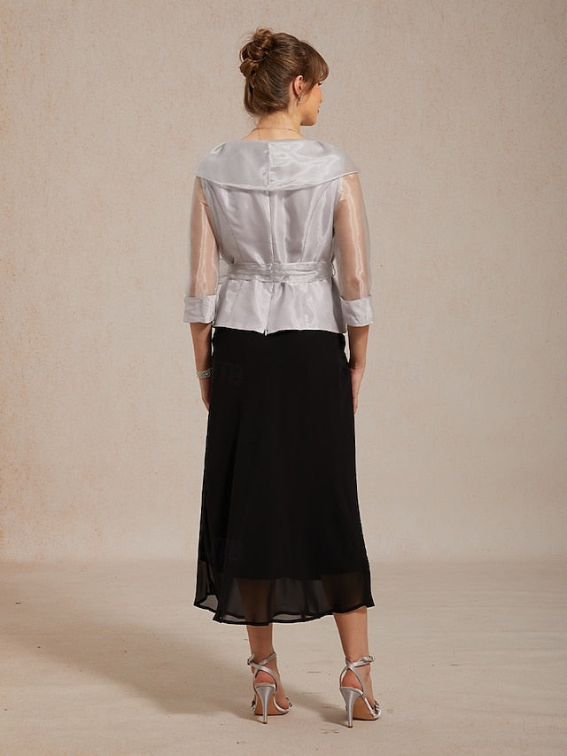 Women's Dressy Tops Ruched Illusion Solid Color Elegant 3/4