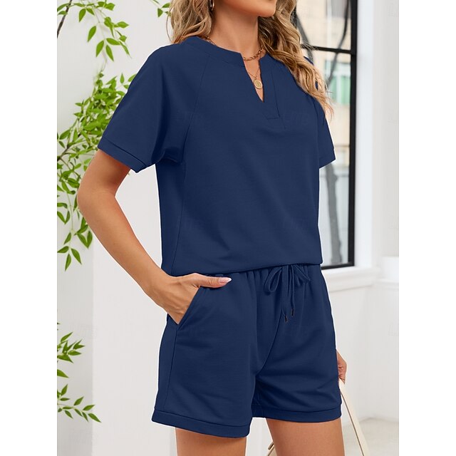 Women's Shorts Sets Bolero Top Short Sleeve V Neck Plain