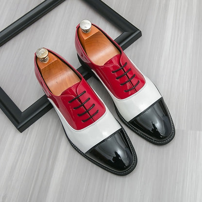 – Men's Shoes and Patent White Oxford Red Leather